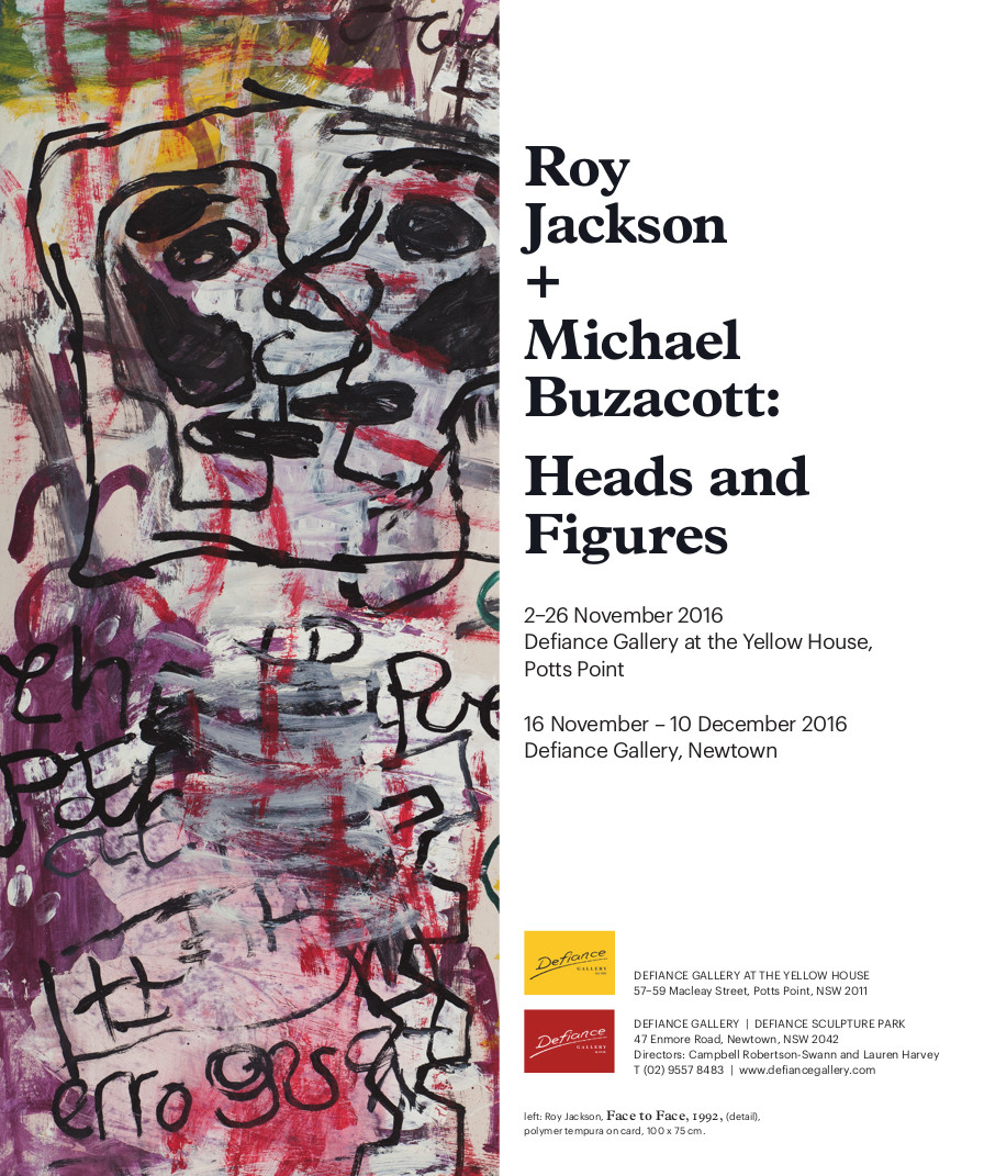 Roy Jackson Heads and Figures Exhibition Poster, Roy Jackson, Face to Face (detail), 1992, 100x75 cm, polymer tempura on card